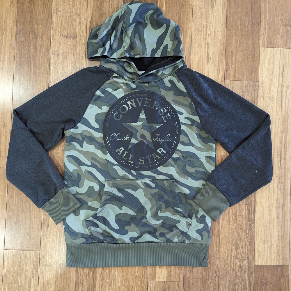 Converse Kids Camo Hoodie - Green and Black